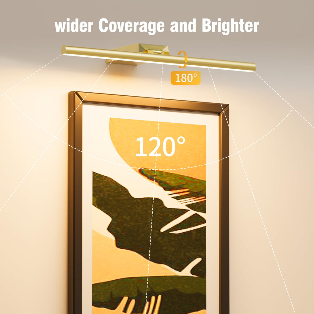 9'' Picture Light for Wall, 5000mAh Rechargeable Wall Lights, 3 Colors, Stepless Dimmable LED Art Painting Light