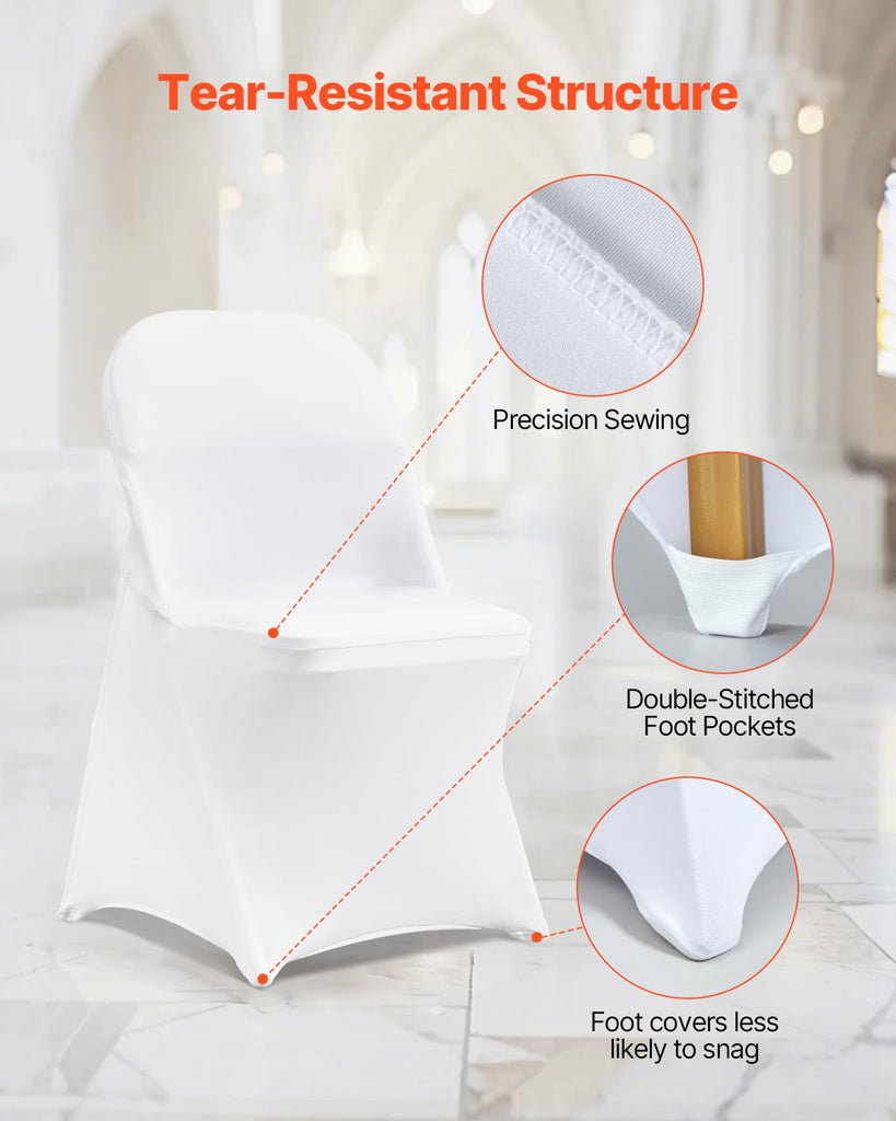 30 Pcs Stretch Spandex Folding Chair Covers Universal Fitted White