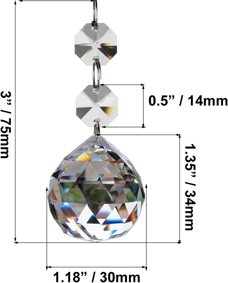 20pcs Crystal Glass Ball Chandelier Prisms Pendants Parts Beads (30mm, Clear)