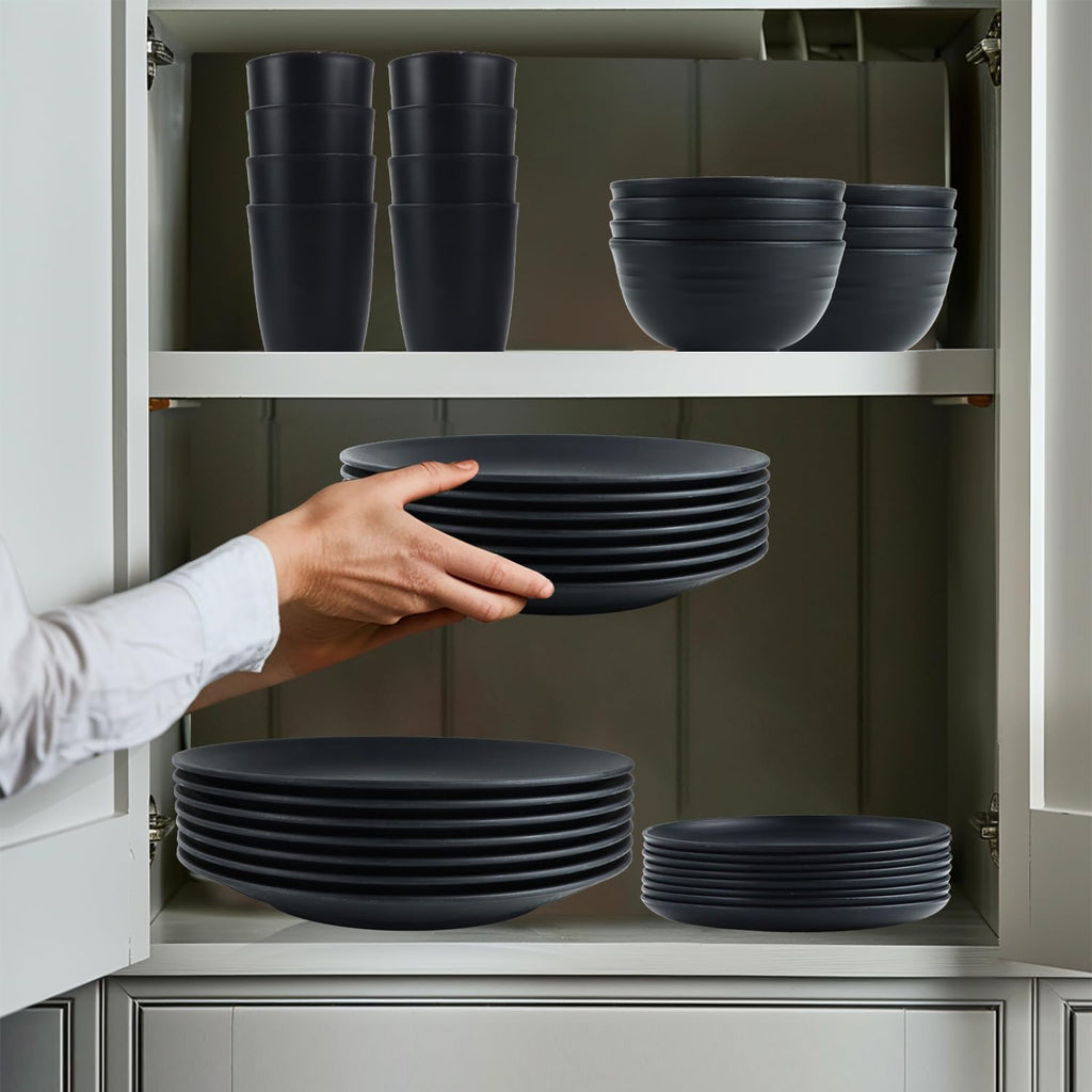 Wheat straw dinnerware sets of 40-10 inches plates, 9 inches plates, 6inches snack plate, 26oz bowls, 12oz cups
