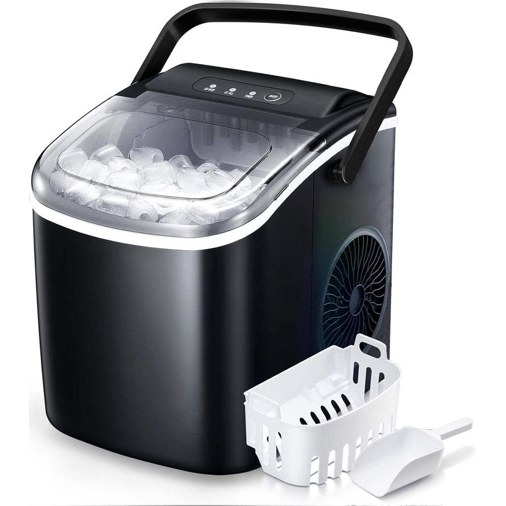 Countertop Ice Maker Portable Ice Machine with Handle,Self-Cleaning Ice Makers, 26Lbs/24H, 9 Ice Cubes Ready in 6