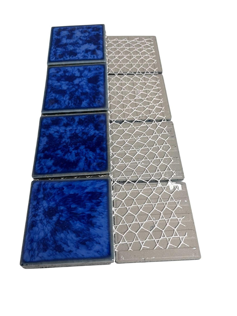 TPACFD-PL Ultramarine Blue 3x3 Porcelain Pool Mosaic Tile, Water Splash Effect, Mesh-Mounted for Swimming Pool