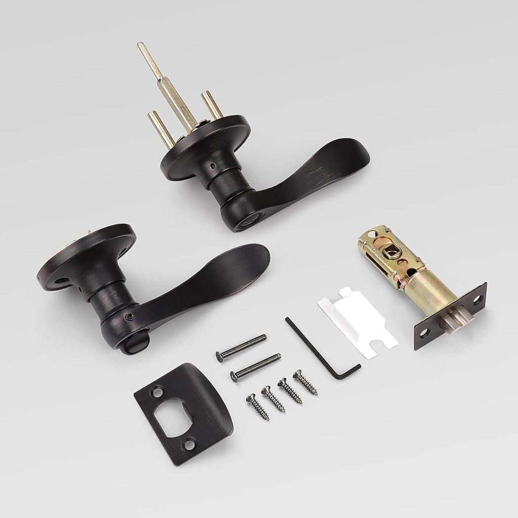 5 Pack Privacy Door Lever Lever Door Handle Thumb Turn Lock Inside with a Oil Rubbed Bronze Finish, Reversible for
