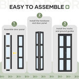 Bifold Closet Doors,Folding Door for 30" x 80" Opening,3-Lite Tempered Frosted Glass,Black Interior 