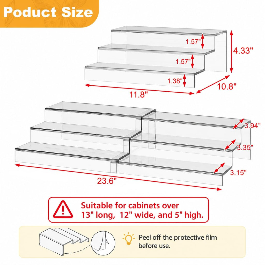 Expandable Clear Acrylic Can Organizer for Pantry, 3-Tier, Holds 24 Cans