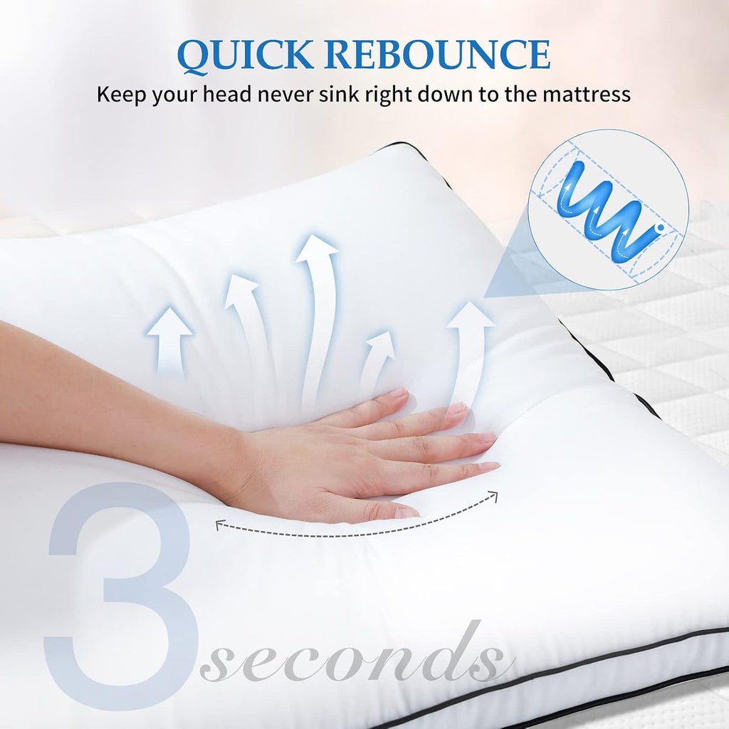 Pillows Queen Size Set of 2, Hotel Luxury Gusset Sleeping Pillow | No Flattening, Soft & Supportive, Oeko-Tex