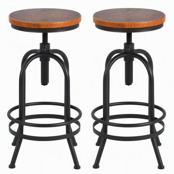 Set of 2-Industrial Bar Stool-Retro 26-32.3inch Swivel Stools-Extra Tall Kitchen Chair-Bar Counter Height