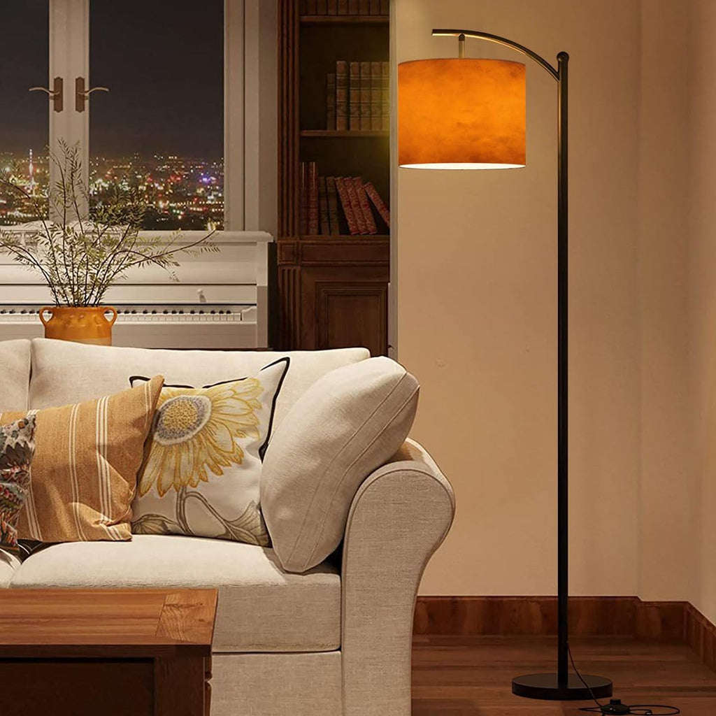 Arc Floor Lamp Orange autumn old watercolor texture painted marbled vintage grunge Modern Tall Standing Lamp Dimmable