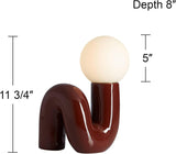 Fondant 11 3/4" Small Mid Century Modern Accent Table Lamp Chocolate Brown Ceramic Single Glass White Shade Living
