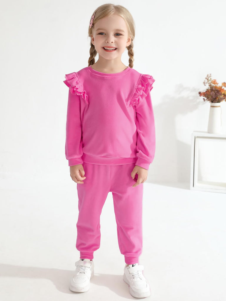 2 Piece Outfits Kids Velour Sweatsuit Fall Winter Tracksuits