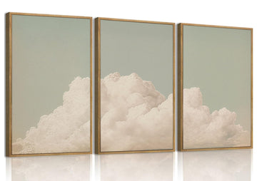 3 Piece Large Modern Abstract Canvas Framed Wall Art, Dearm Cloud Minimalist Wall Art Decor Posters Prints Office