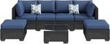 7 Piece Outdoor Patio Furniture Set, Outdoor Sectional Conversation Furniture Chair with Coffee Table