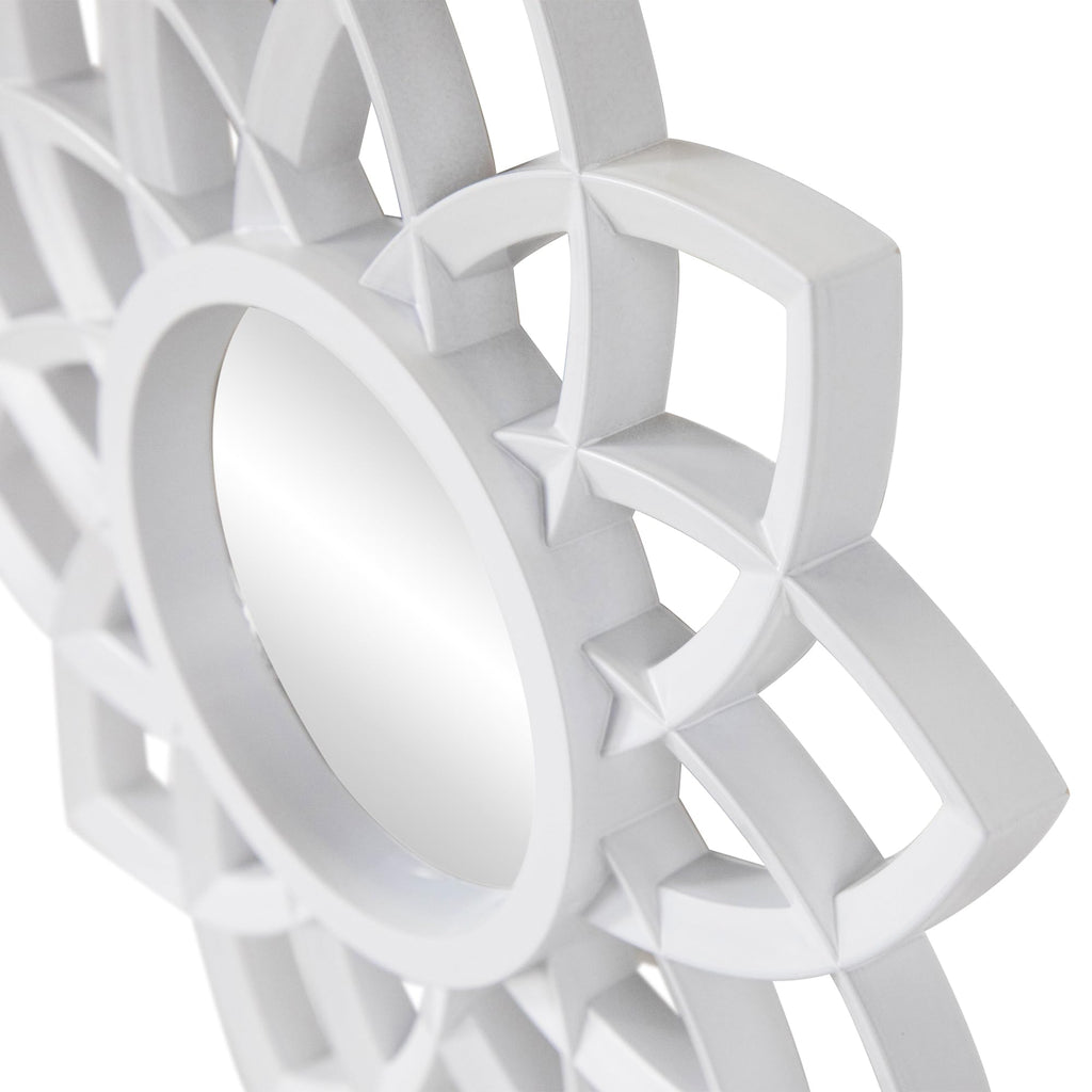 Set of 3 Arched Floral Matte White Wall Mirrors 9.5"