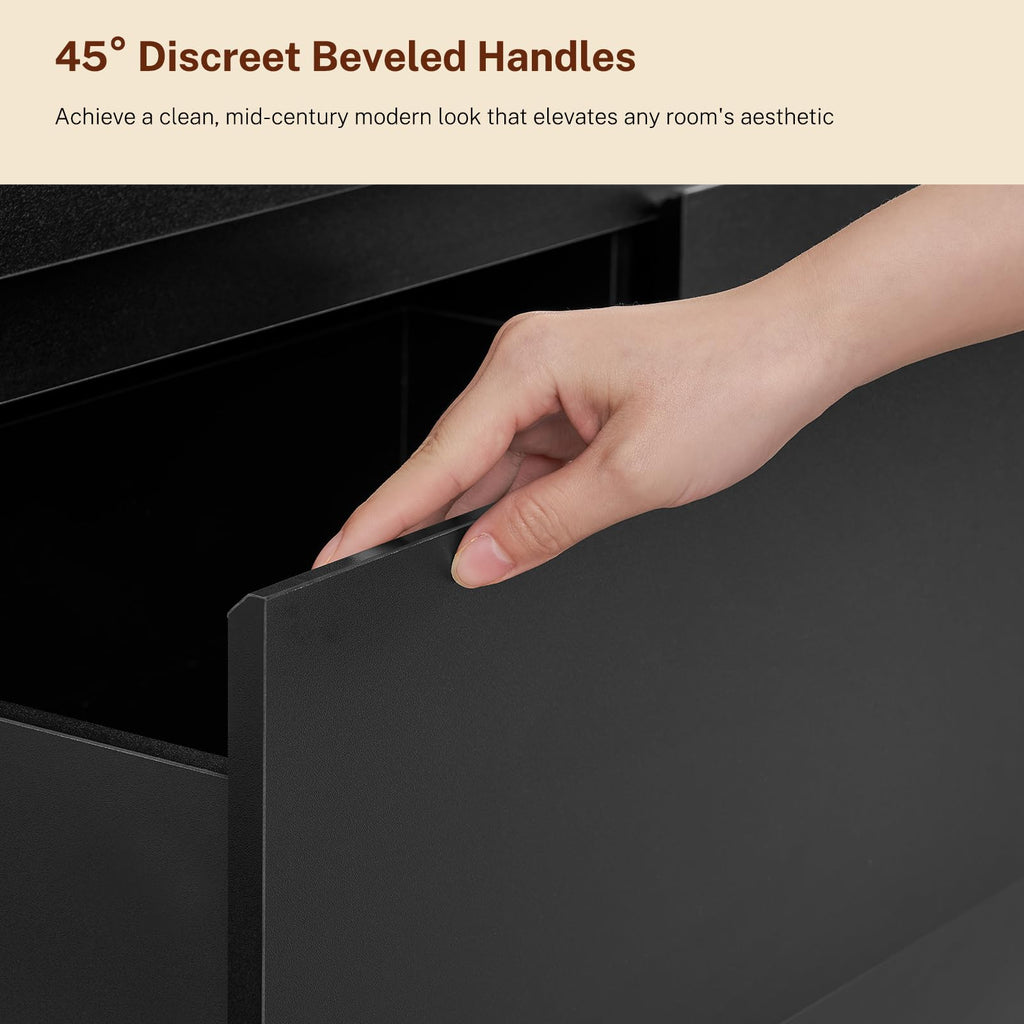 63" Dresser with 9 Drawers, Black Dresser with Metal Slide, Bedroom Dressers, Wood Dressers & Chests of Drawers