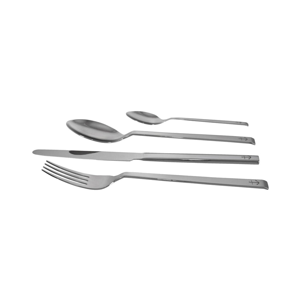 24-Piece Nautical Flatware Set - Stainless Steel Cutlery with Decorative Anchor Design - Includes 6 Knives, 6 Forks