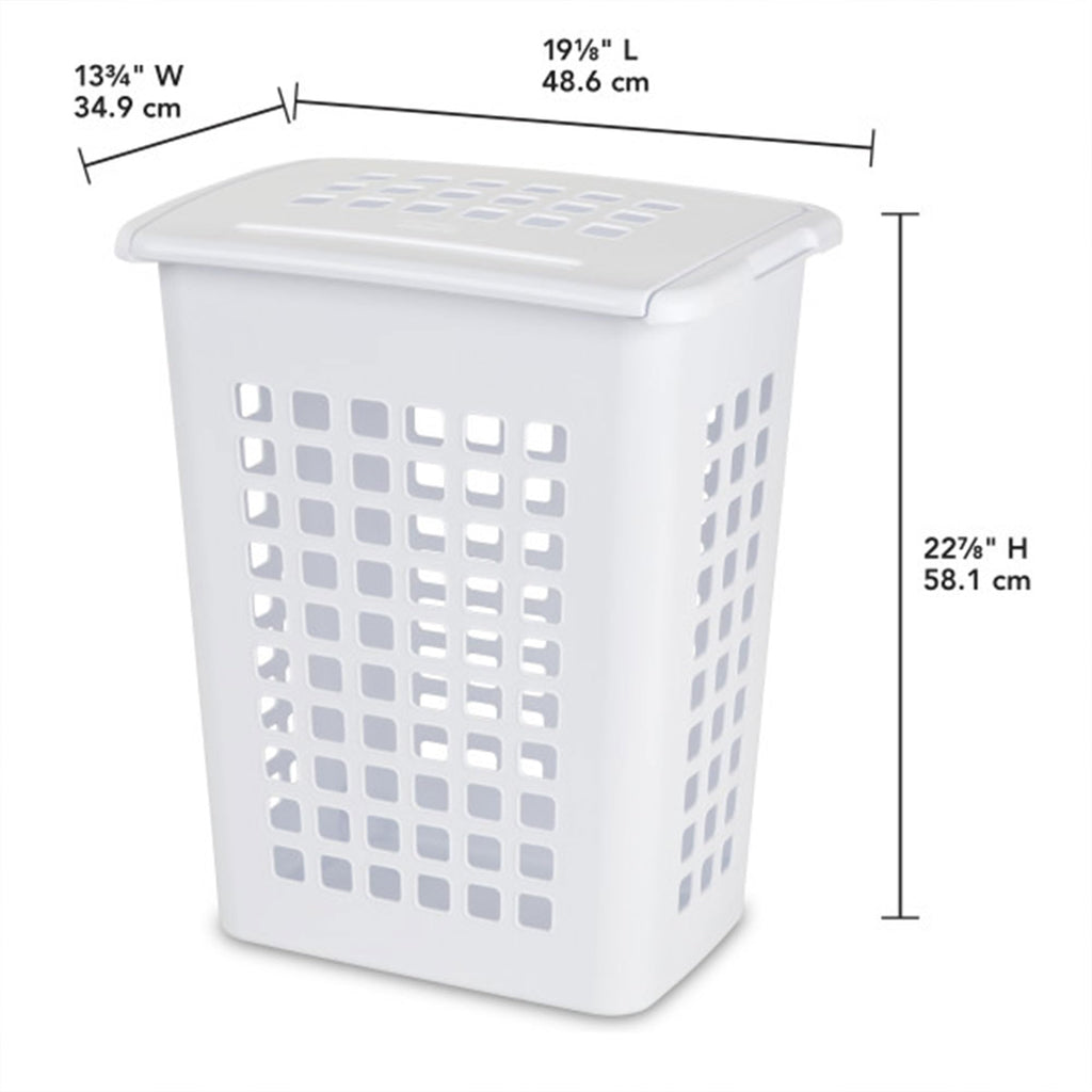 Rectangular LiftTop Plastic Laundry Hamper, White, 4 Pack