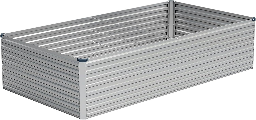8x4x2ft Galvanized Raised Garden Bed,Metal Raised Beds Kit Silver | 2FT Deep Root Elevated Garden Planter Box