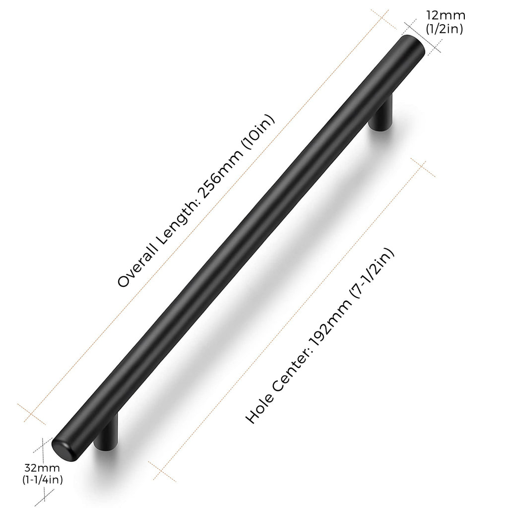 Black Cabinet Handles, 20 Pack Drawer Pulls, 7-1/2 Inch Hole Center