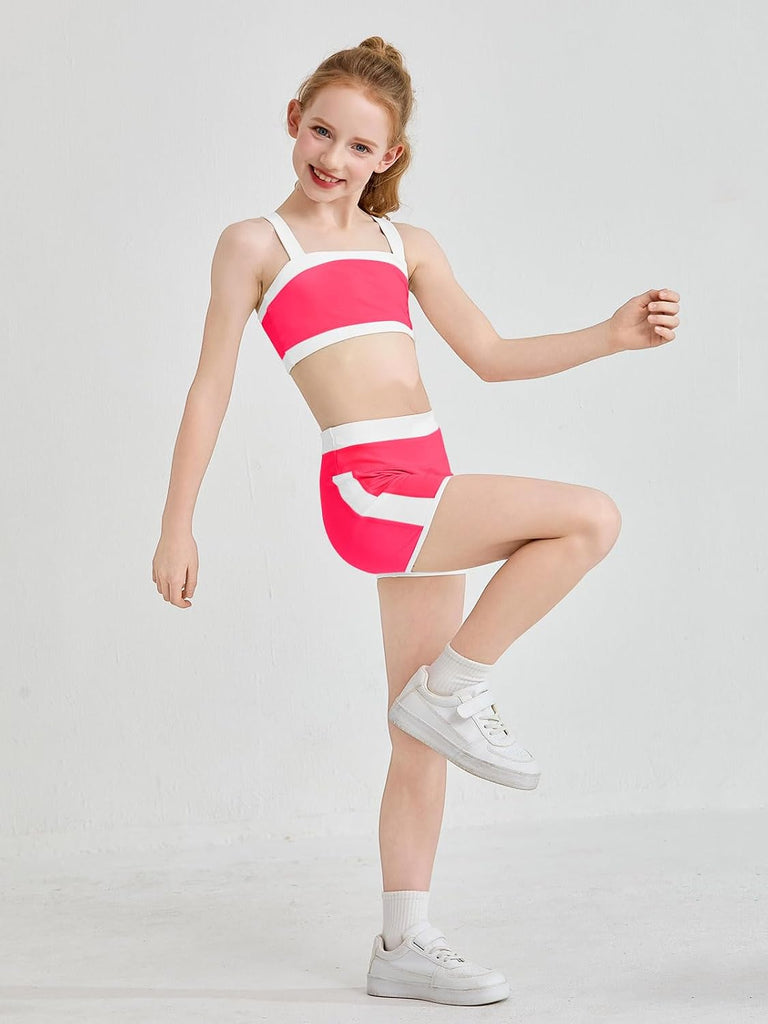 Girls 2 Piece Workout Outfits Athletic Dance Set