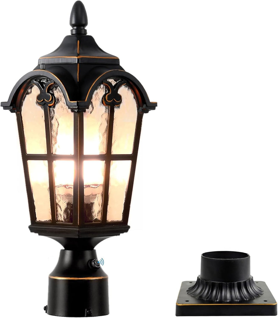 Dusk to Dawn Outdoor Lamp Post Lights Waterproof Exterior Pole Lantern Lighting Fixtures with 3-Inch Pier Mount Base