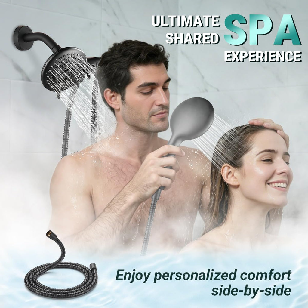 Dual Shower Head Combo, Handheld & Fixed, Matte Black