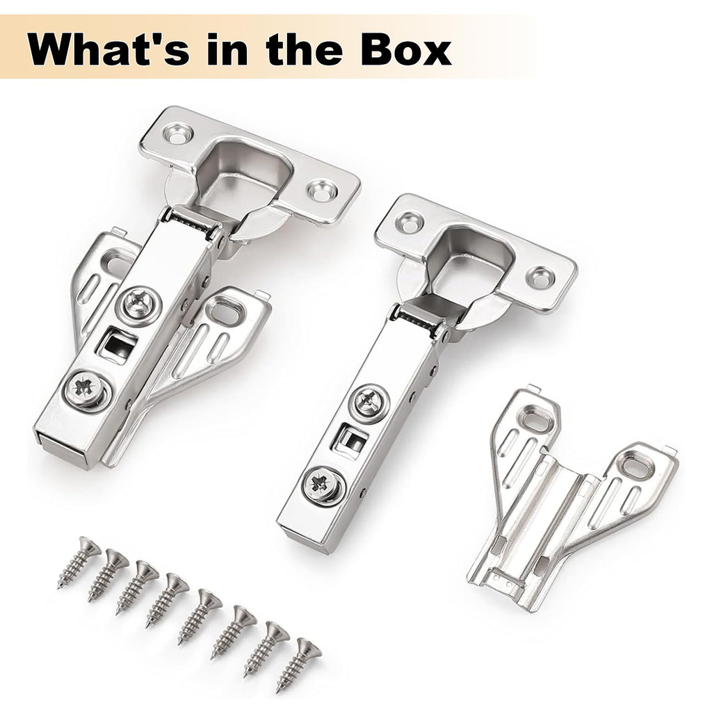 Full Overlay Soft Closing Clip On Face Frame Mounting Cabinet Hinges 10 Pair(=20 Pcs), 105 Degree Self Closing