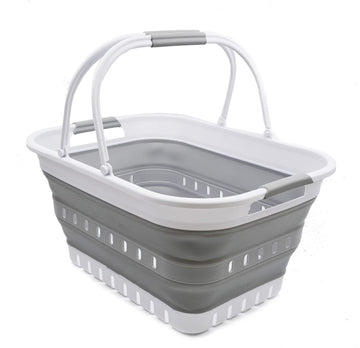 29L (7.6 Gallon) Collapsible Tub with Handle - Portable Outdoor Picnic Basket/Crater - Foldable Shopping Bag - Space