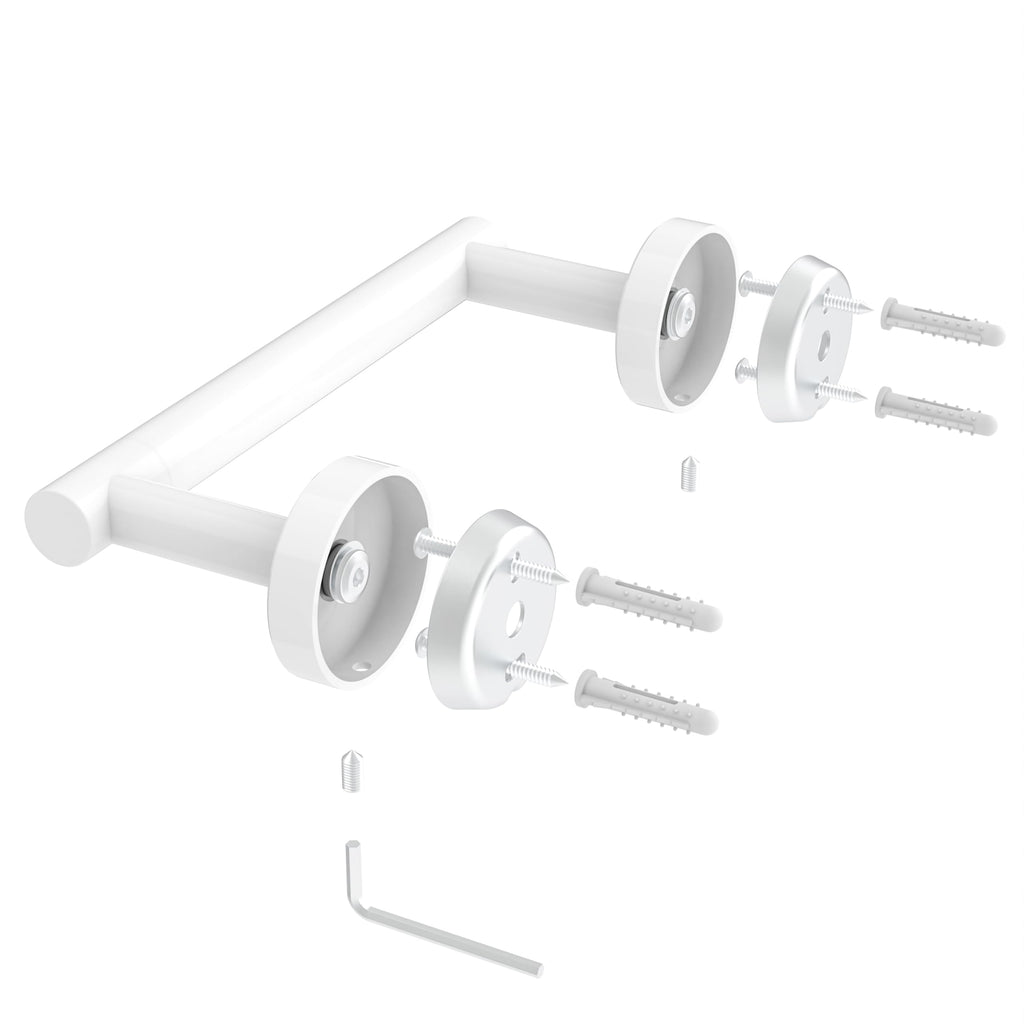 White Toilet Paper Holder Stainless Steel Double Post Pivoting Toilet Paper Roll Holder Wall Mounted Toilet