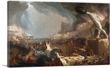 The Course Of Empire Destruction 1836 Canvas Art Print Stretched Framed Painting Picture Poster Giclee Wall Decor by