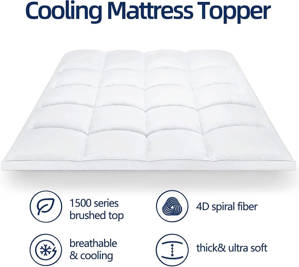 Full Mattress Topper for Back Pain, Thick Mattress Pad Cover | Plush Pillow Top Mattress Topper, Breathable Soft Bed
