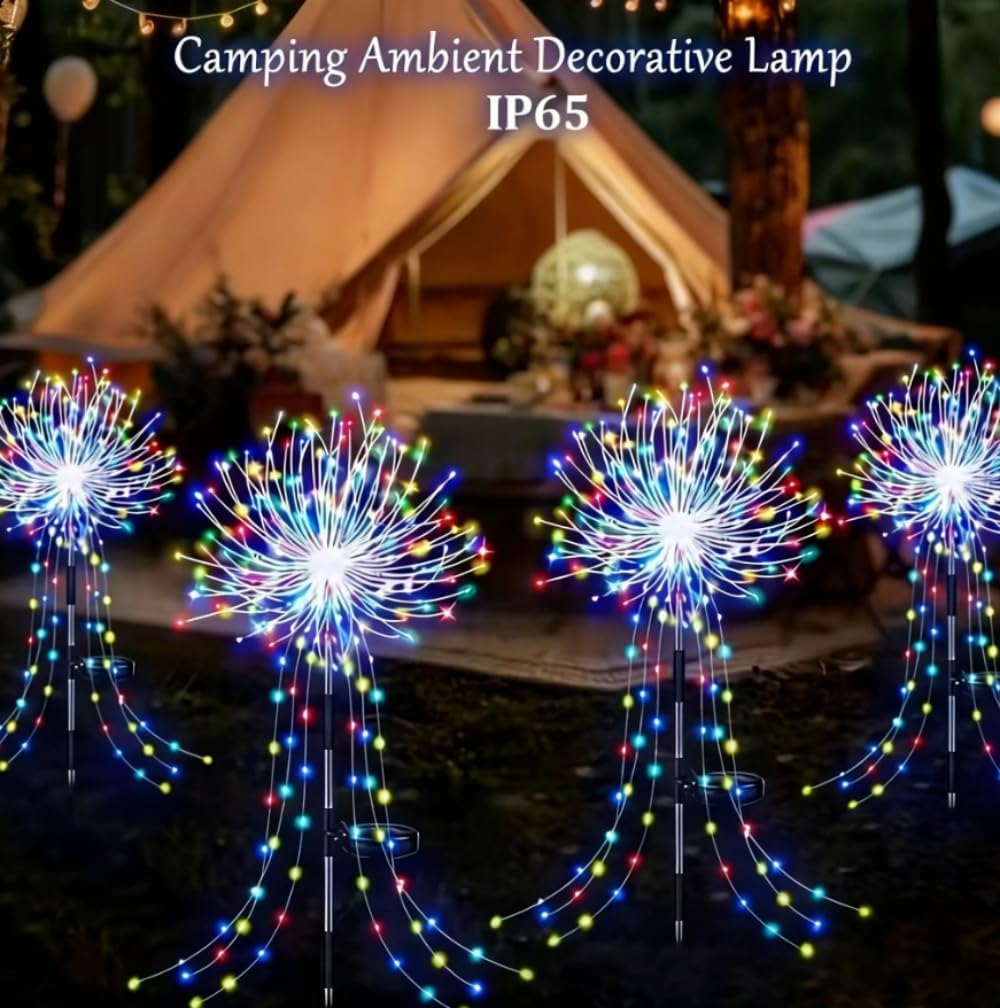 2-Pack Solar Firework Lights Waterproof Christmas Garden Stake Light