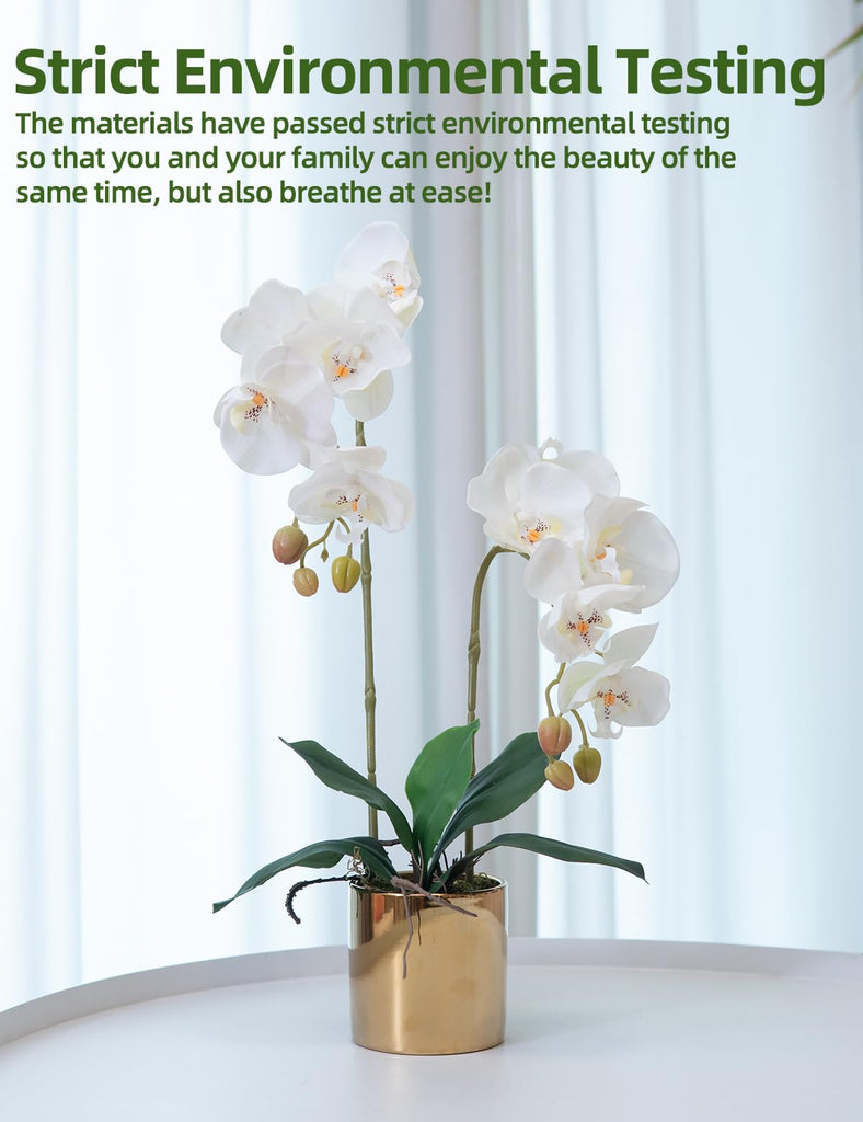 Artificial Orchid Flowers Real Touch White Fake Flower in Ceramic Vase