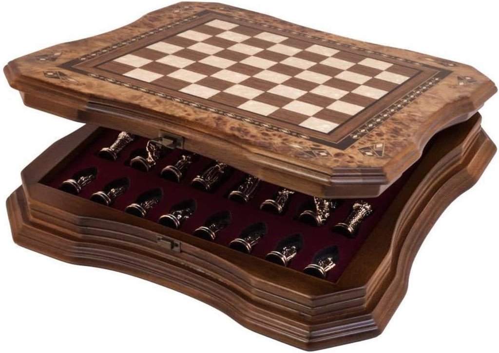 Handmade Chess Set Mosaic Art 15" - Wooden Chess shess Board with Metal Chess Pieces- Gift Item