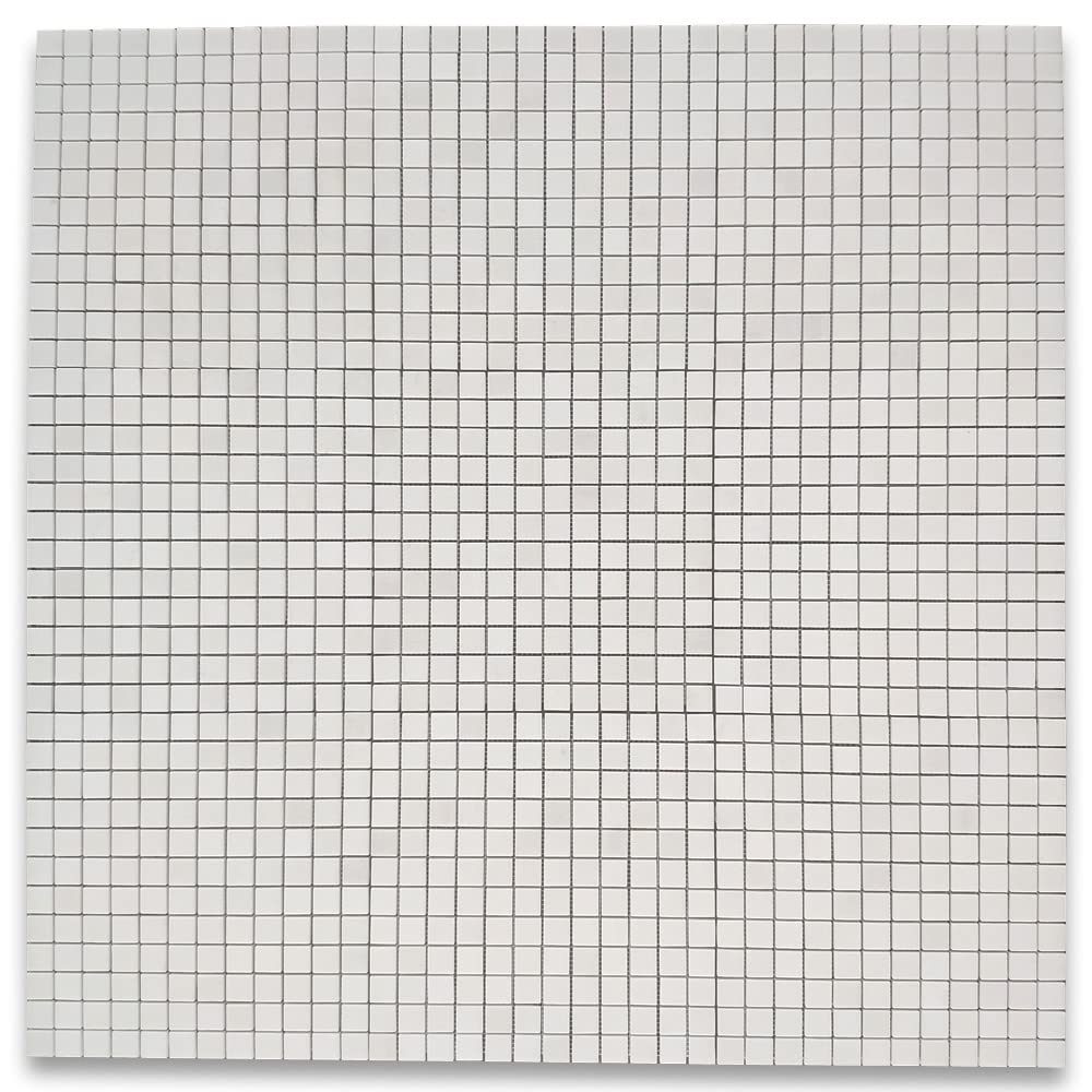 Thassos White Marble 1x1 Square Mosaic Tile Honed Kitchen Bath Wall Floor Backsplash Shower (1 Sheet)