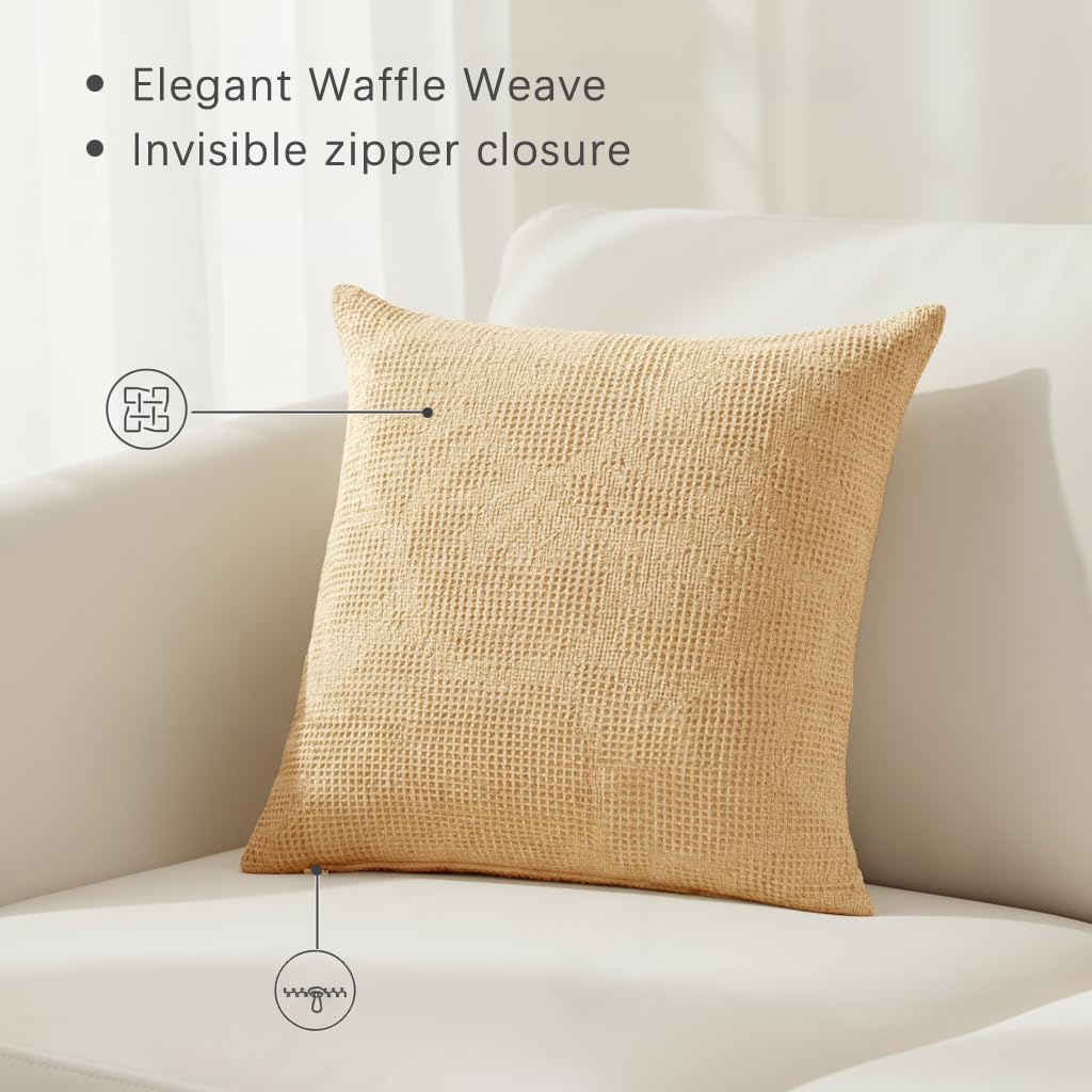 100% Cotton Waffle Pillow Covers Set of 2 18"x18"