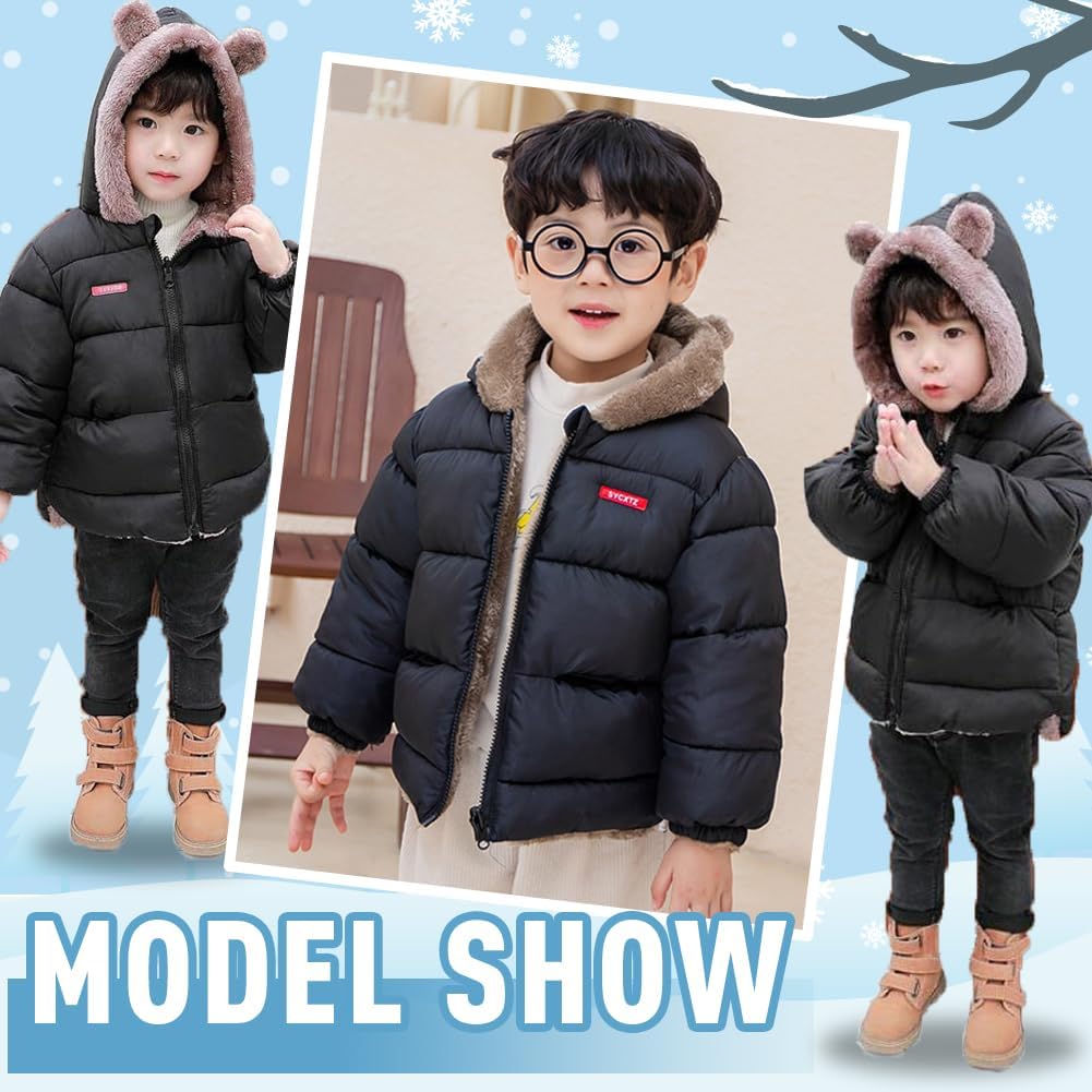 Infant Baby Winter Coat Bear Hooded Jacket Warm Fleece Snowsuit Windproof Outerwear for Toddler Boy Girl