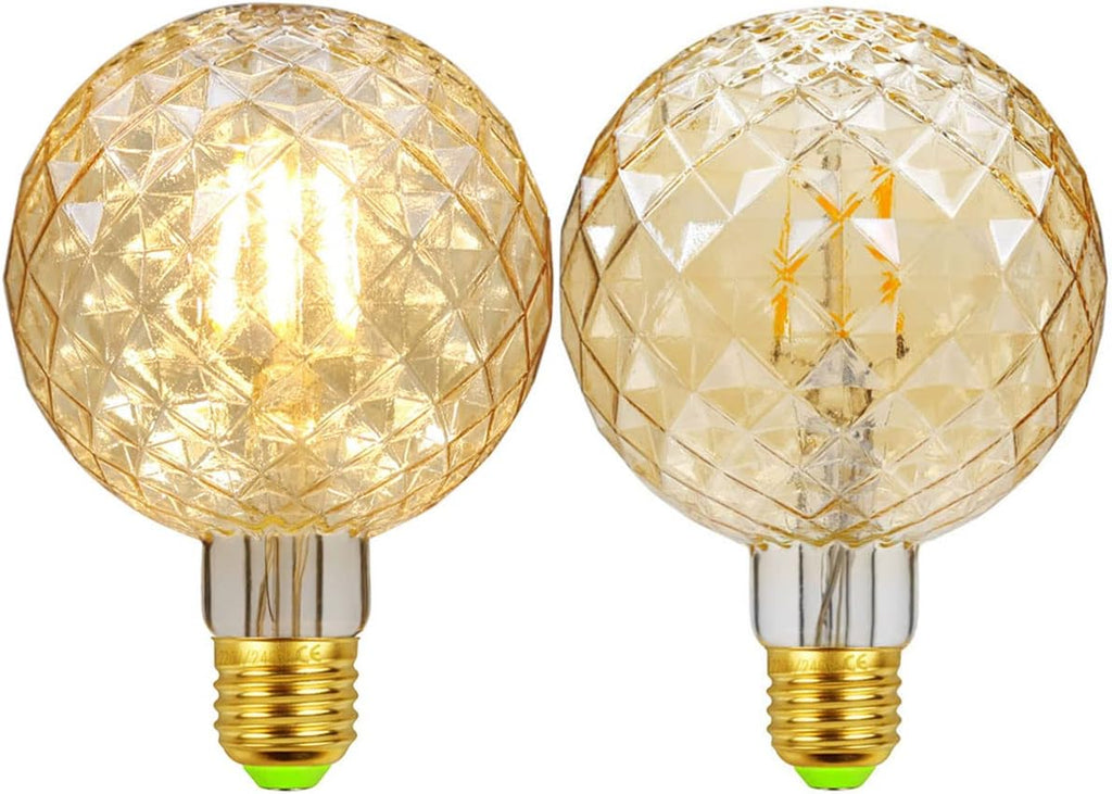 G95 Decorative Edison Light Bulbs 4W E26 LED Filaments Light Bulbs 40W Equivalent E26 Base Amber Glass, Warm White