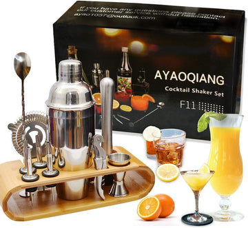 Cocktail Making Set, Cocktail Shaker Set 750ml Stainless Steel Bar Tool Set Bartender Kit with Display Stand - Set of 12