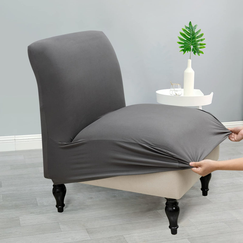 Armless Accent Slipper Chair Cover Slipcover, Stretch Spandex Removable Non-Slip Silp Cover for Accent Chair Without
