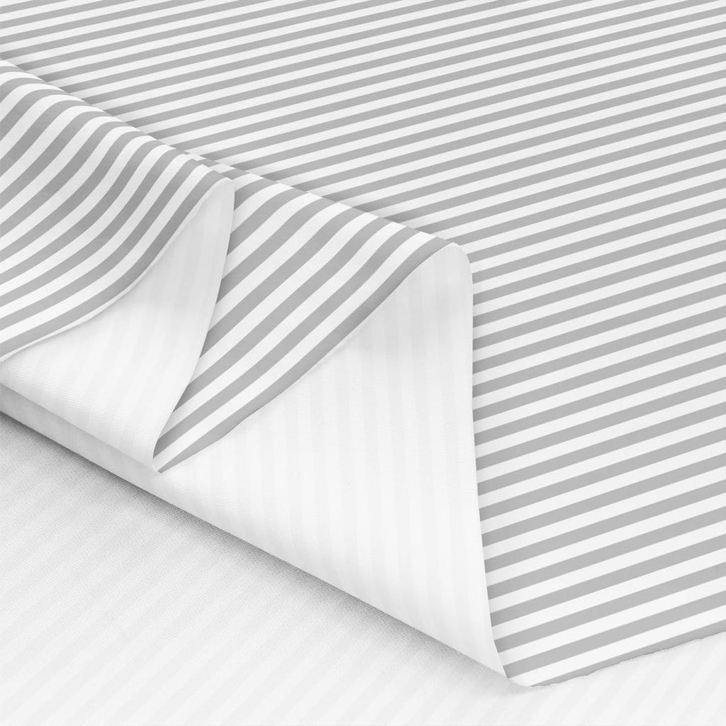 Gray White Stripes Fabric by The Yards, Modern Simple Style Striped Soft Polyester No Stretch Fabric for Chairs