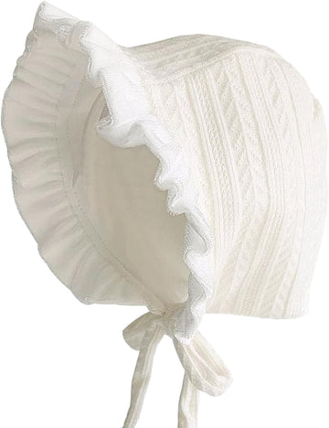 Baby Girls Bonnet Ultra Soft Christening Bonnet Cap Lovely Velvet Flounce Adjustable Hats