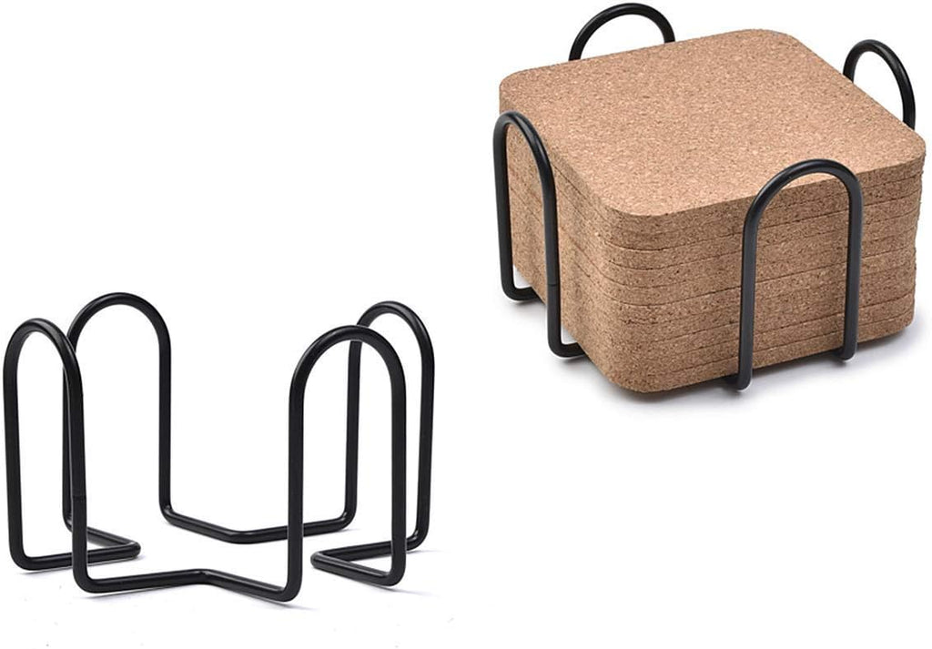 Coaster Holder 4.3 Inch Black Iron Metal Holder Storage Caddy for Both Round and Square Coasters Fit 4 to - Set of 9