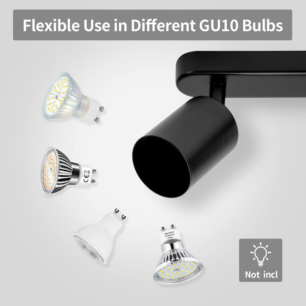 4 Way Track Lighting Kit Flexibly Rotatable Track Light Ceiling Kitchen LED Ceiling spot Light, Picture Wall