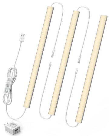 Under Cabinet Lighting Plug-in, Dimmable, 3pcs 12 Inch