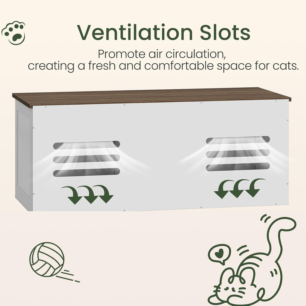 47.2'' Cat Litter Box Enclosure for 2 Cats with Scratch Pad