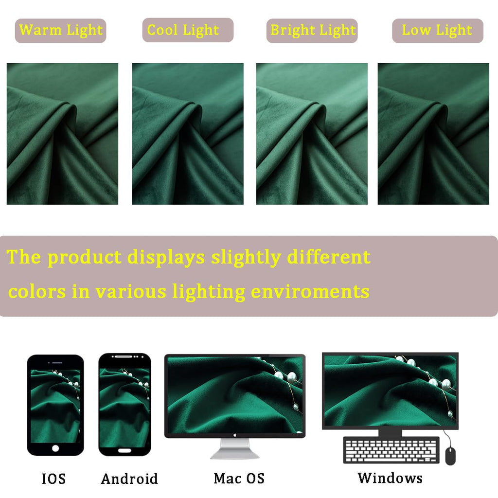 Dark Green Velvet Blackout Curtains 42x96 inches, 2Pcs, Back Tab