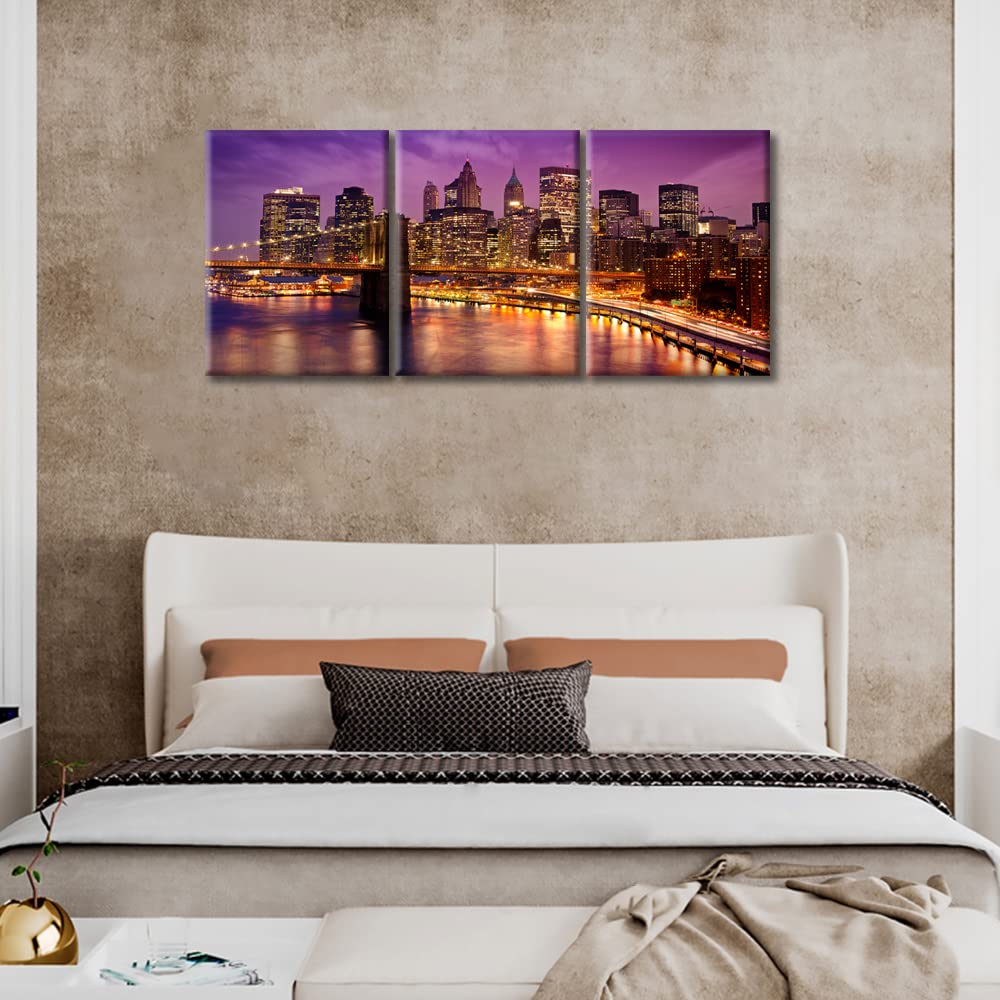 Brooklyn Bridge Canvas Print Wall New York City Picture Print on Canvas Wall Cityscape Photography Modern Multicolor
