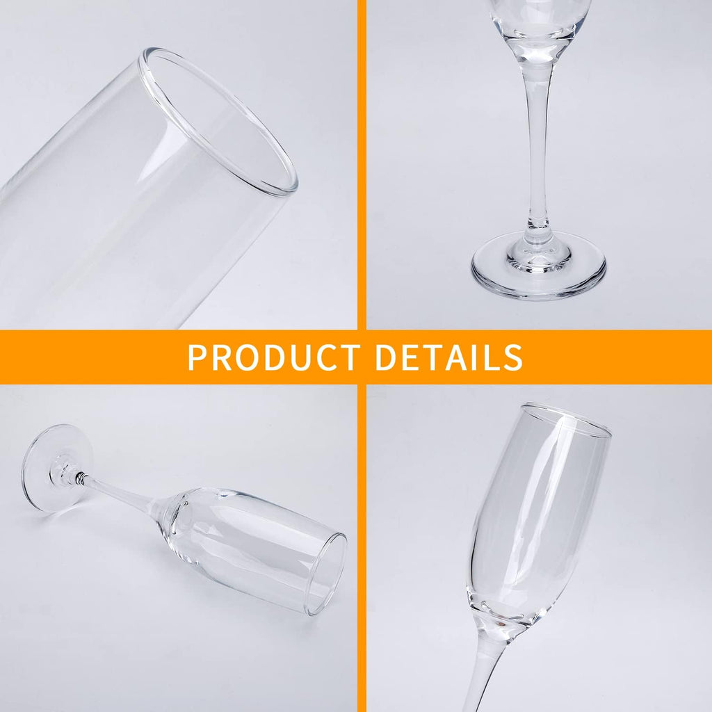 6oz Champagne Flute,Clear Champagne Glasses Set of 14, Elegant Stemmed Champagne Glasses Sparkling Wine Glasses for