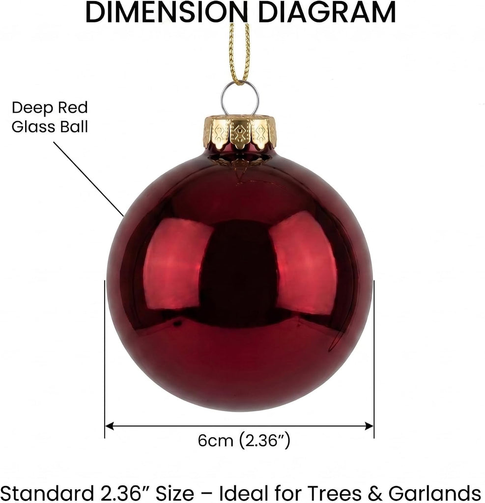 12Pcs Burgundy Red Glass Christmas Balls Ornament for Tree, 2.36''