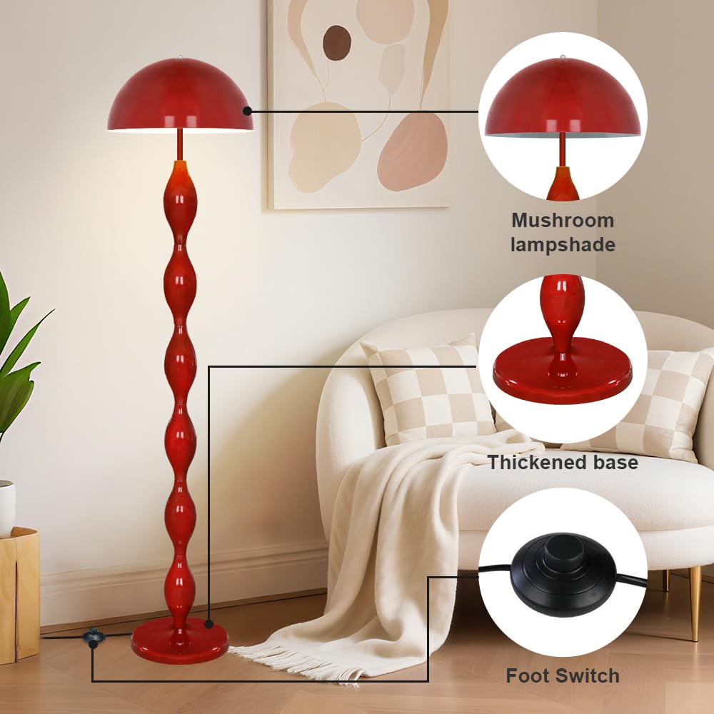 Red Mushroom Floor Lamps, Unique Standing Light